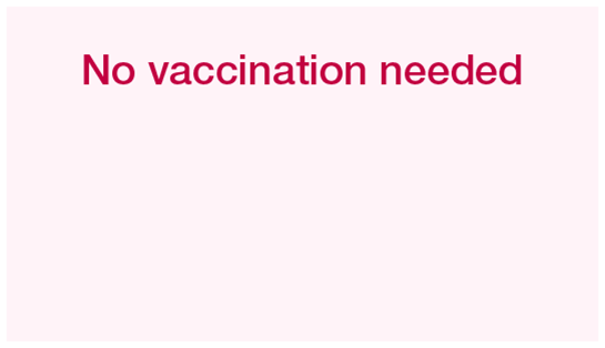 No vaccination needed