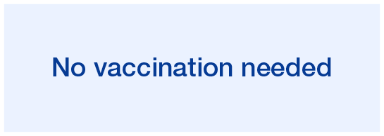 No vaccination needed